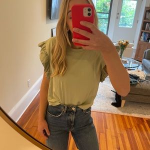 Sage green Zara ruffle top